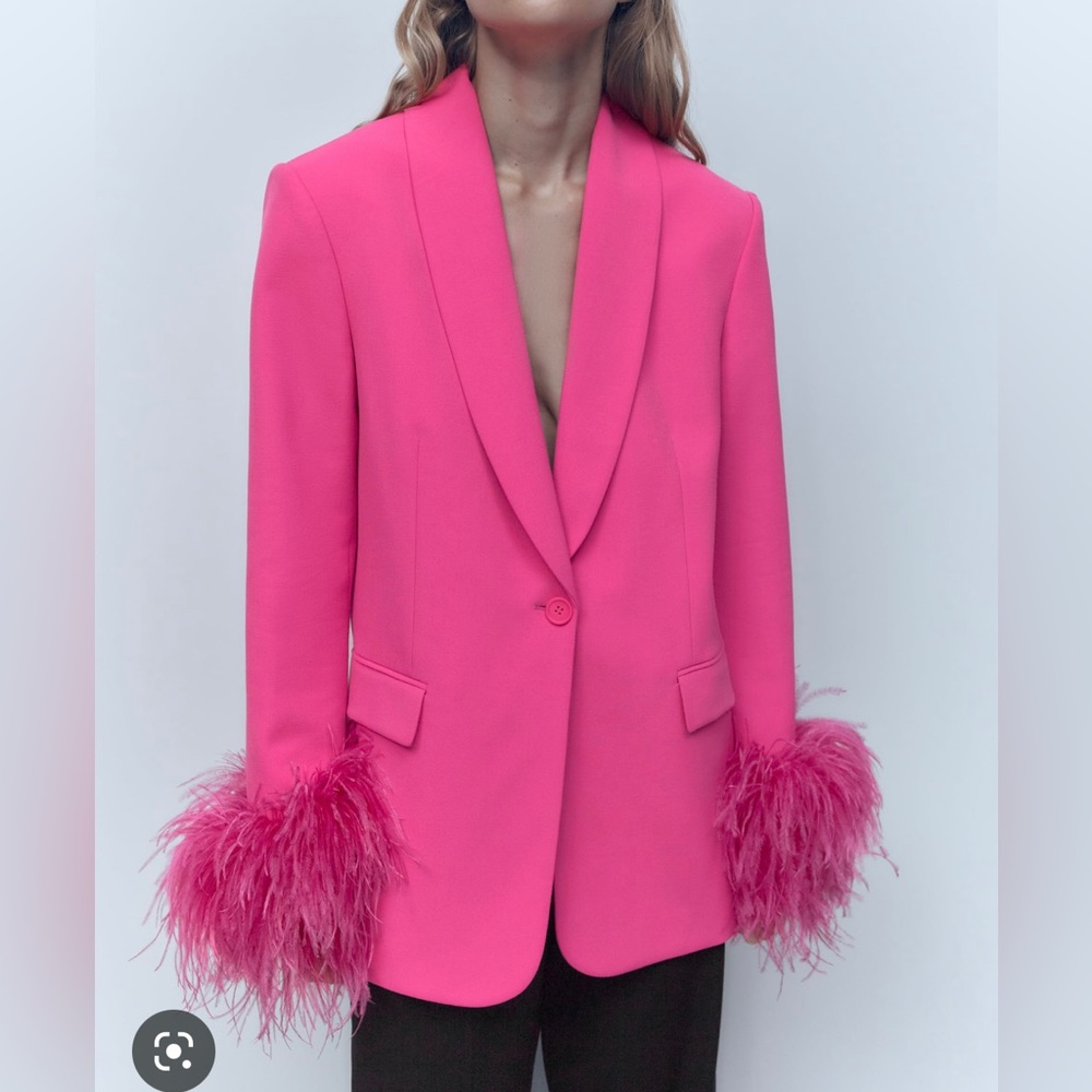 Zara Feather Blazer NWT